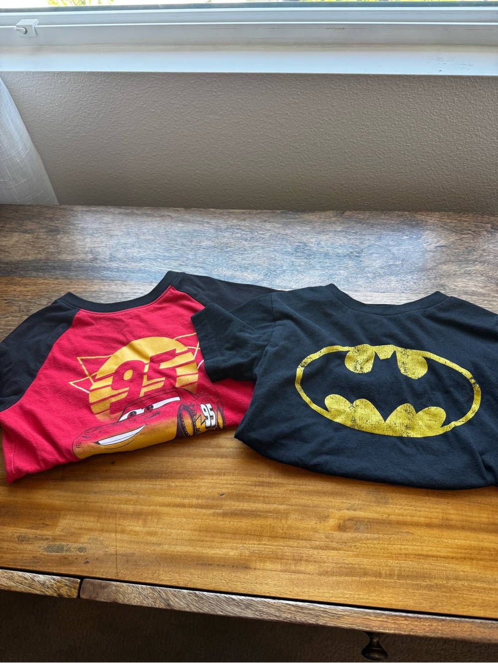 Disney Kids Short Sleeve Tees - Red & Black with Yellow Graphics